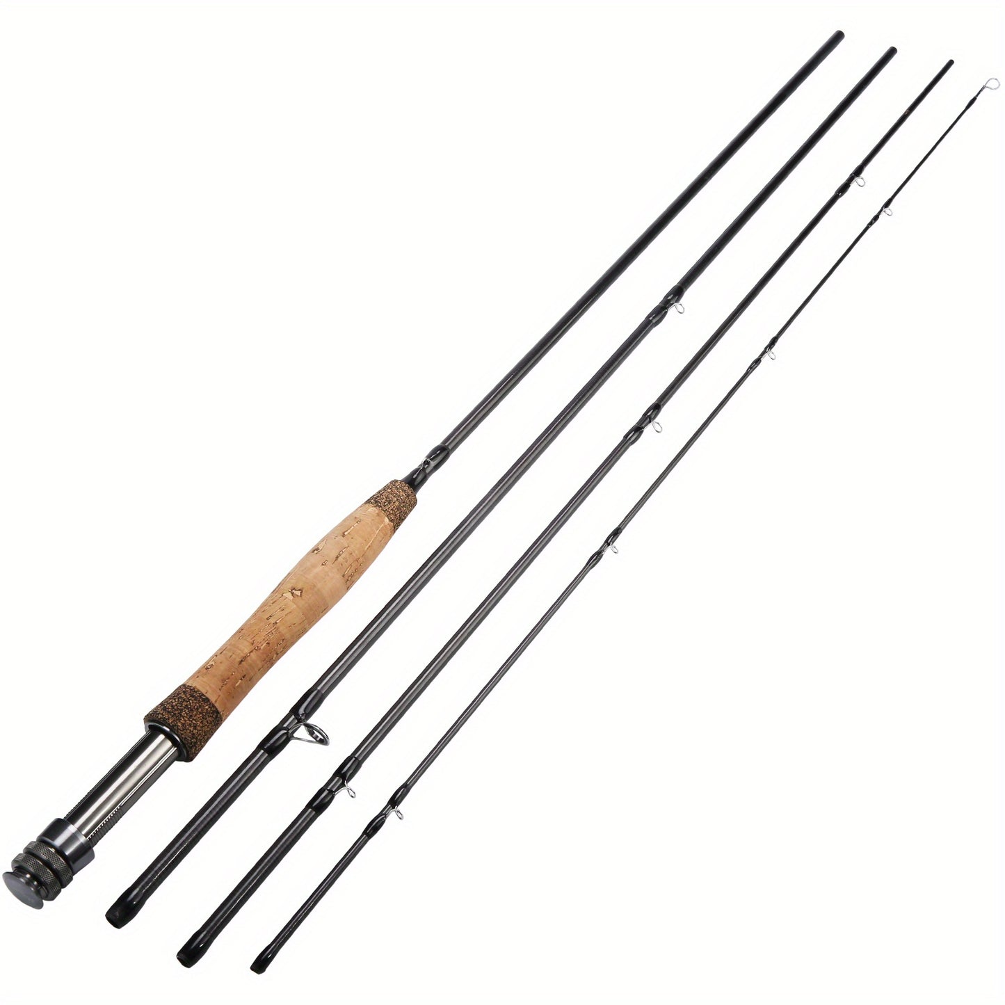 5/6WT Graphite Fly Fishing Rod - Ultra-Lightweight & Portable 4-Piece Design - Ideal Starter Kit for Anglers On-The-Go