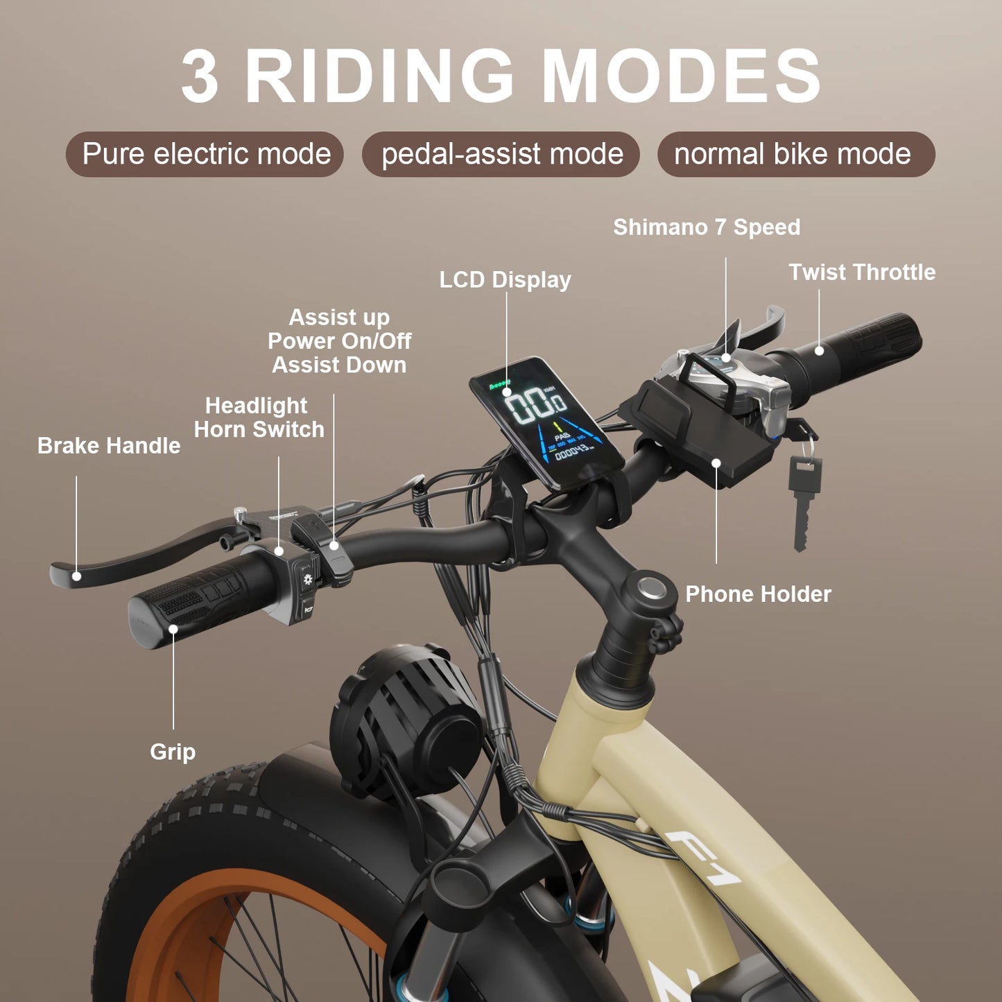 Zgeer F1 48v 2000w ebike full suspension power bicycle with ce 26 inch fat tire hidden dual battery
