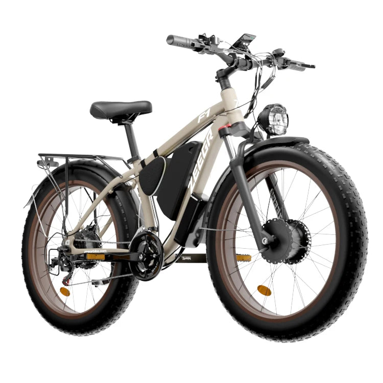 Zgeer F1 48v 2000w ebike full suspension power bicycle with ce 26 inch fat tire hidden dual battery