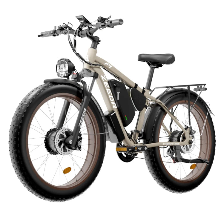 Zgeer F1 48v 2000w ebike full suspension power bicycle with ce 26 inch fat tire hidden dual battery