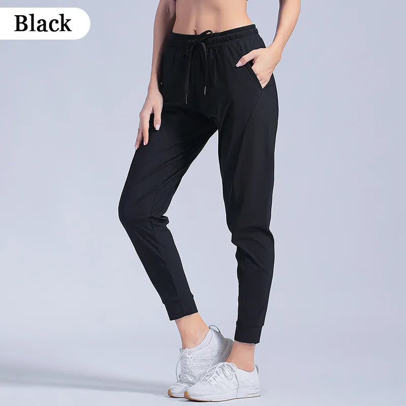 Female Sportswear Trousers Nylon Quick Dry Running Pants Causal Breathable Drawstring Pocket