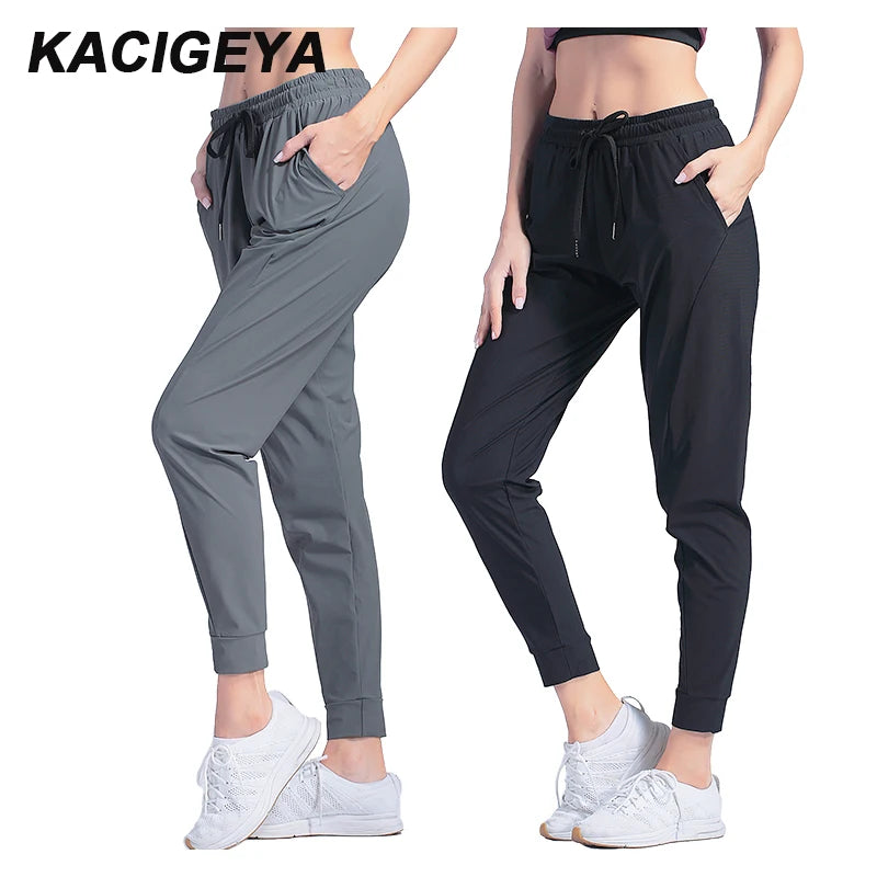 Female Sportswear Trousers Nylon Quick Dry Running Pants Causal Breathable Drawstring Pocket