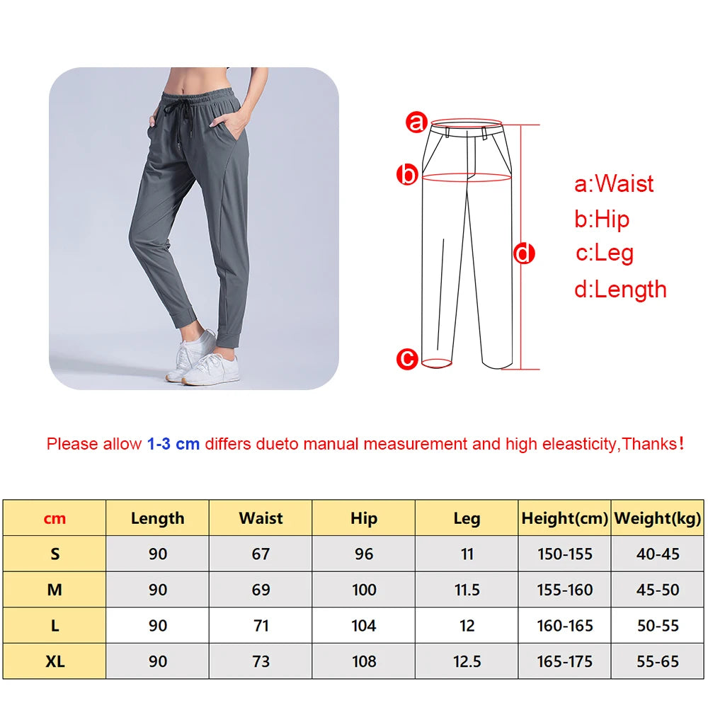 Female Sportswear Trousers Nylon Quick Dry Running Pants Causal Breathable Drawstring Pocket