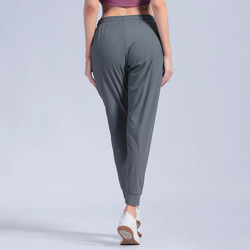 Female Sportswear Trousers Nylon Quick Dry Running Pants Causal Breathable Drawstring Pocket