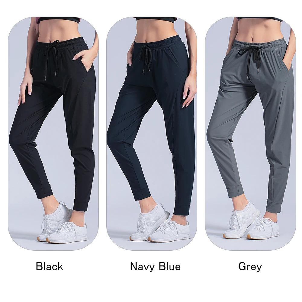 Female Sportswear Trousers Nylon Quick Dry Running Pants Causal Breathable Drawstring Pocket