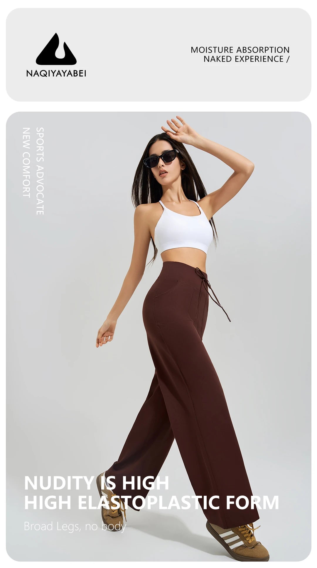 Women's High Waist Yoga Pants Gym Loose Running Pants Double Side Brushed with Pockets Pants Ties