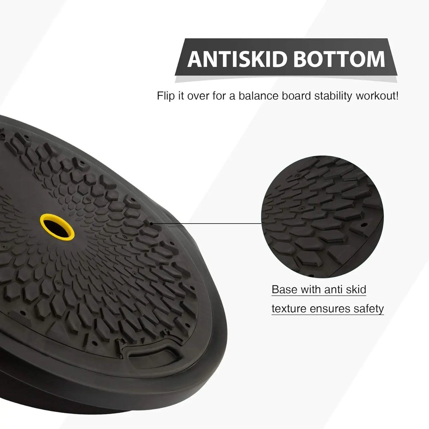 25in. Balance Ball | 1500lb Inflatable Exercise Ball Wobble Board Balance Trainer w Nonslip Base