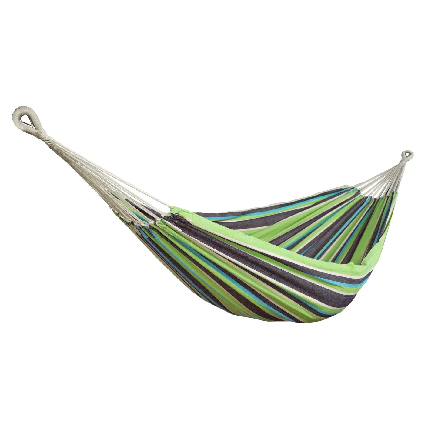 Hammocks Double Hammock in a Bag w/ Hand-woven Rope loops - Country Club Stripe, 77" L x 60" W,Easy to install