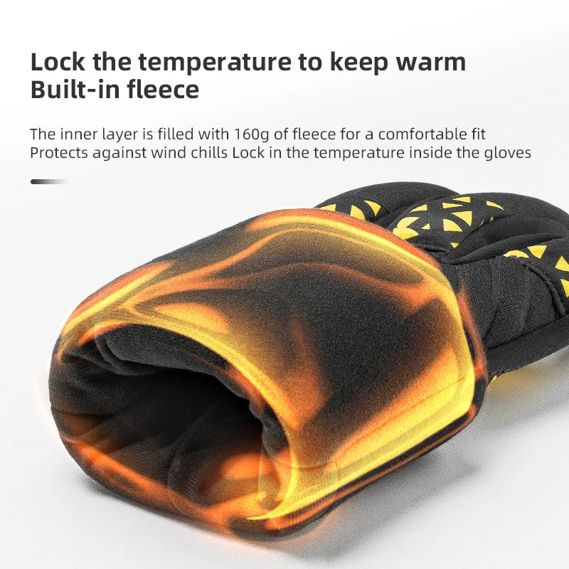 ROCKBROS Warm Cycling Gloves Touch Screen Windproof Men Women SBR Pad Shockproof