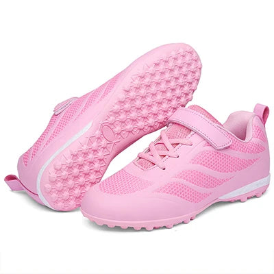 Size 28 29 Children Hook Loop Soccer Shoes  Artificial Grass Outdoor Competition Football Shoes