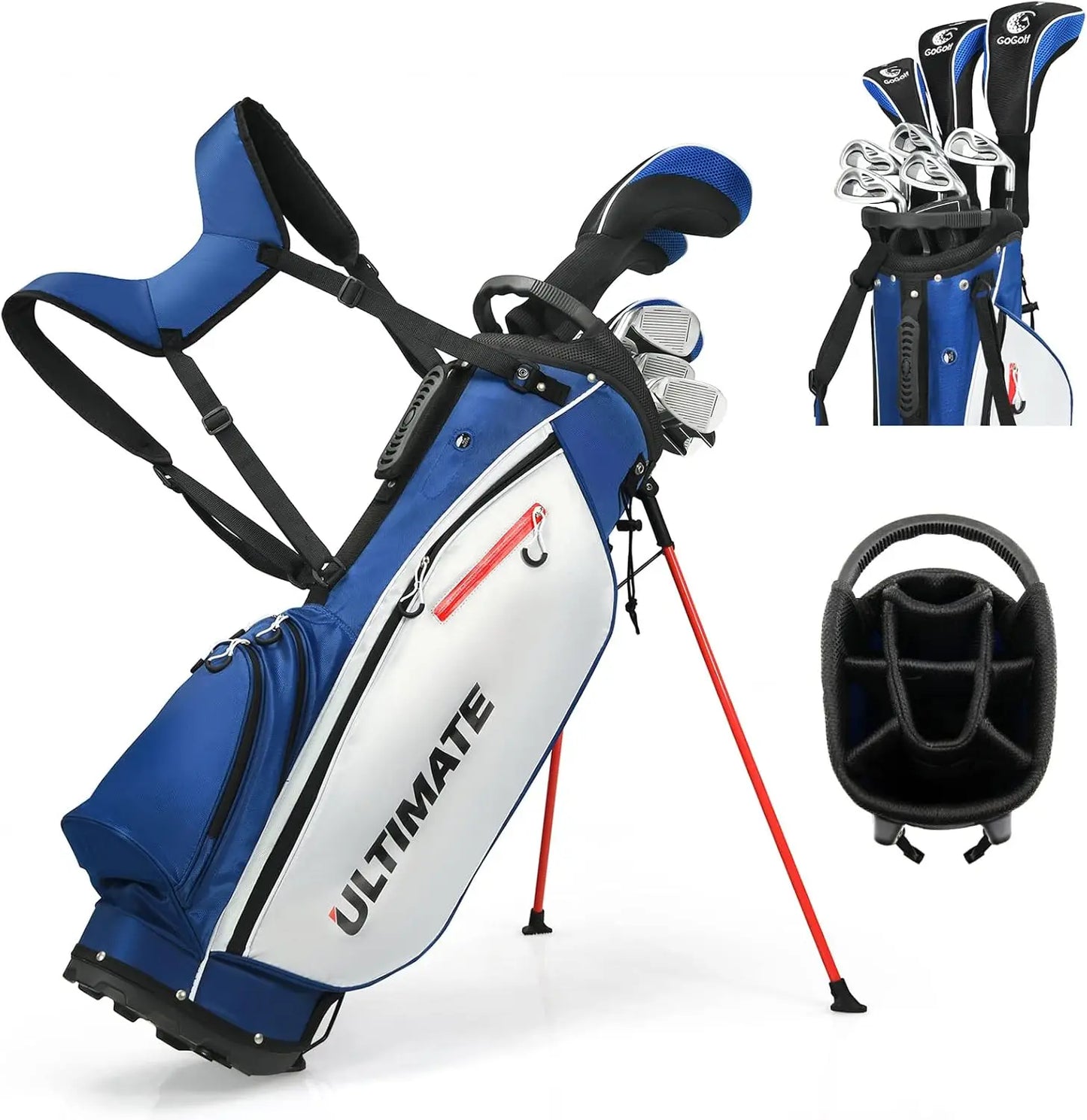 9/10 Pieces Men's Complete Golf Clubs Set Right Hand, Includes 460cc Alloy #1 Driver & #3 Fairway Wood & #4 Hybrid