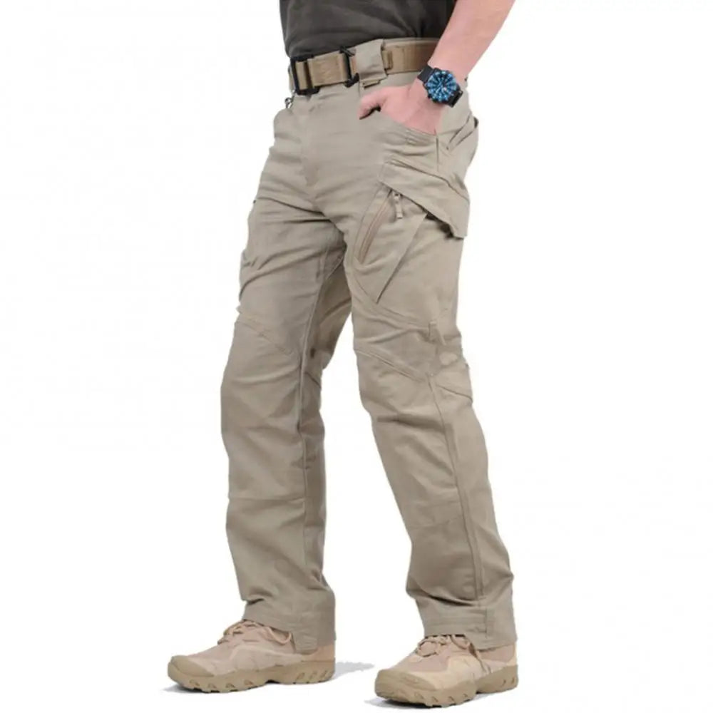 Mens Waterproof Cargo Pants Elastic Multiple Pocket Trousers Outdoor Hiking Pants