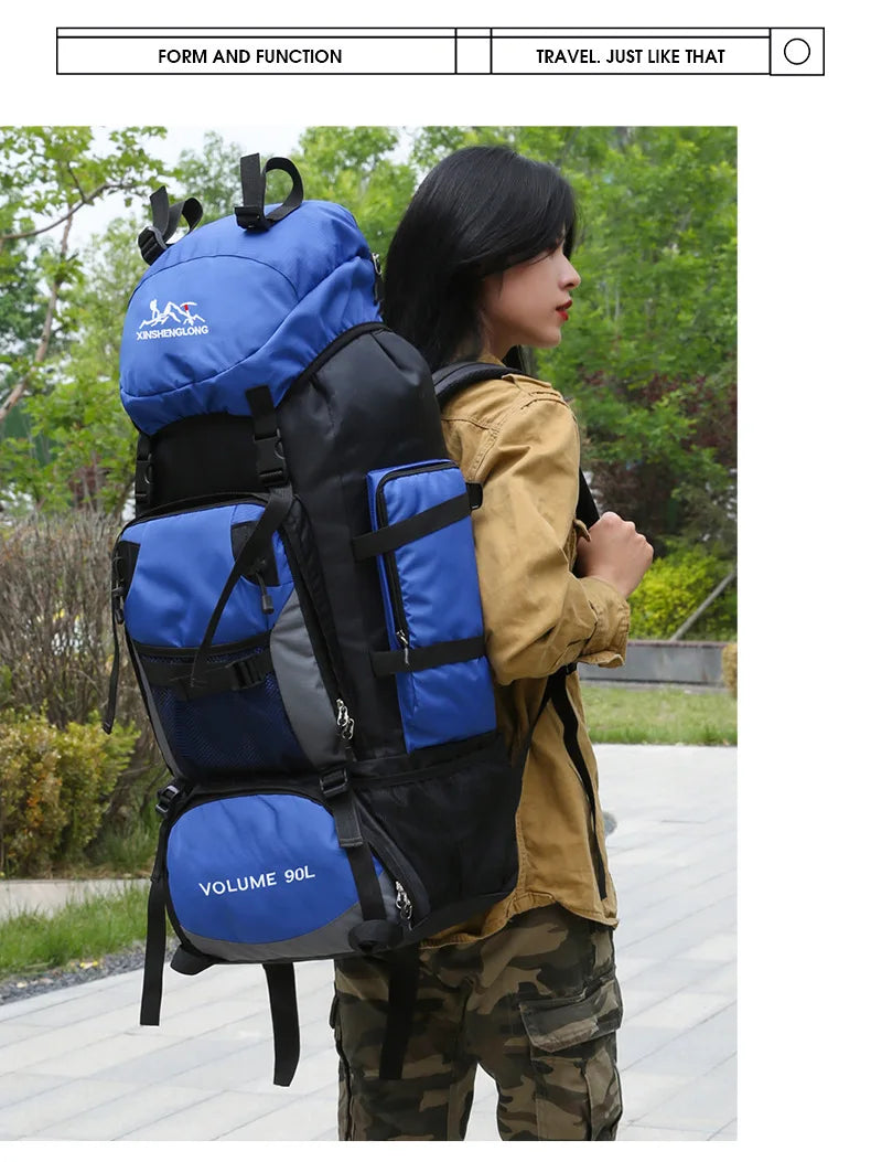 Oulylan 90-liter Camping Extra Large Large Capacity Traveling Luggage Bag with Water Splashing Prevention Backpack