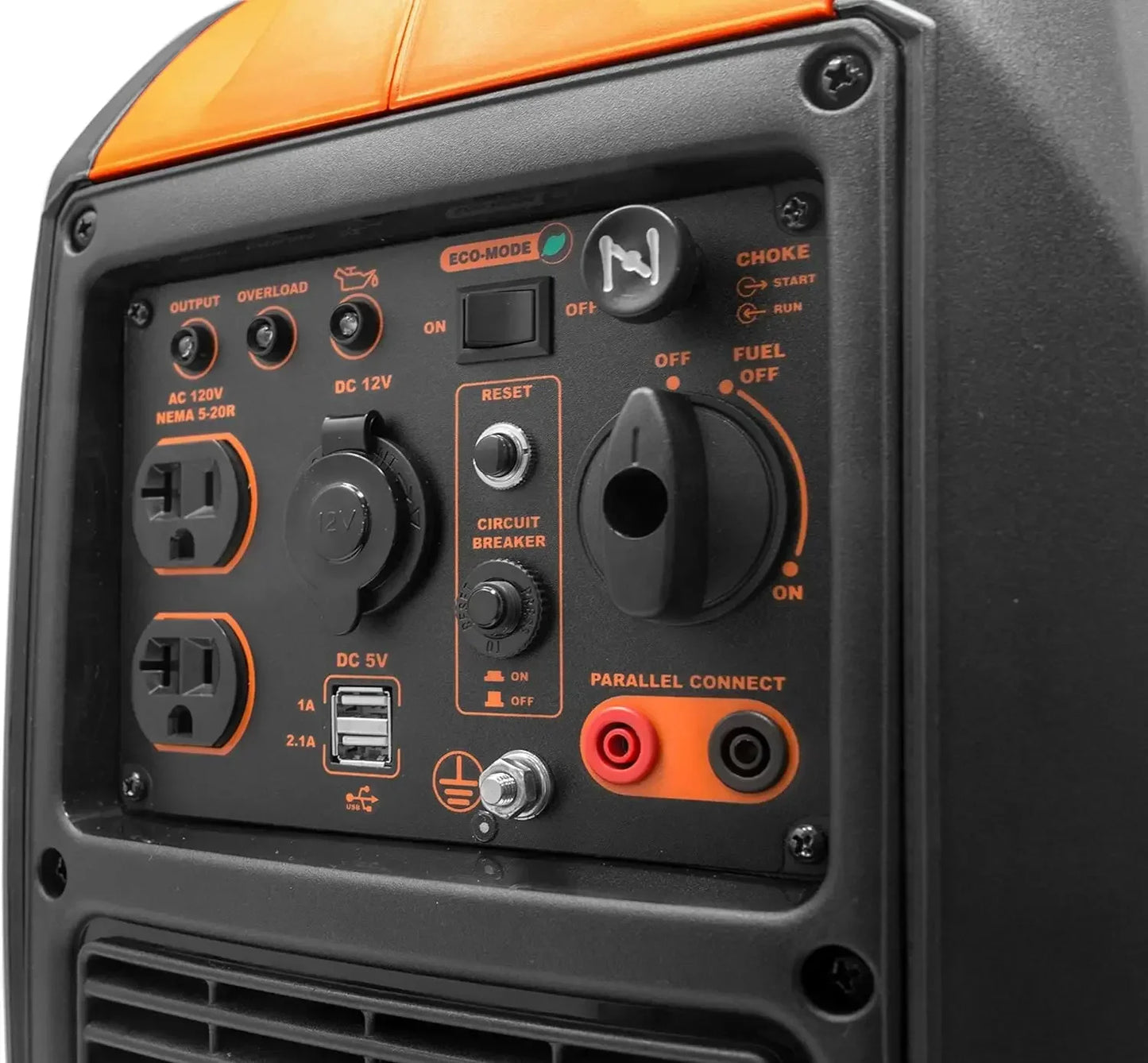 New 56203i Super Quiet 2000-Watt Portable Inverter Generator w/Fuel Shut Off, CARB Compliant, Ultra Lightweight, Black/Orange