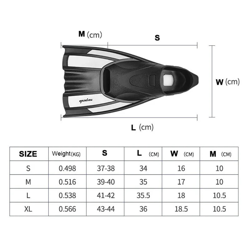 Oulylan Swimming Diving Fins Rubber Snorkeling Professional Flexible Comfort Non-Slip Swim Flippers
