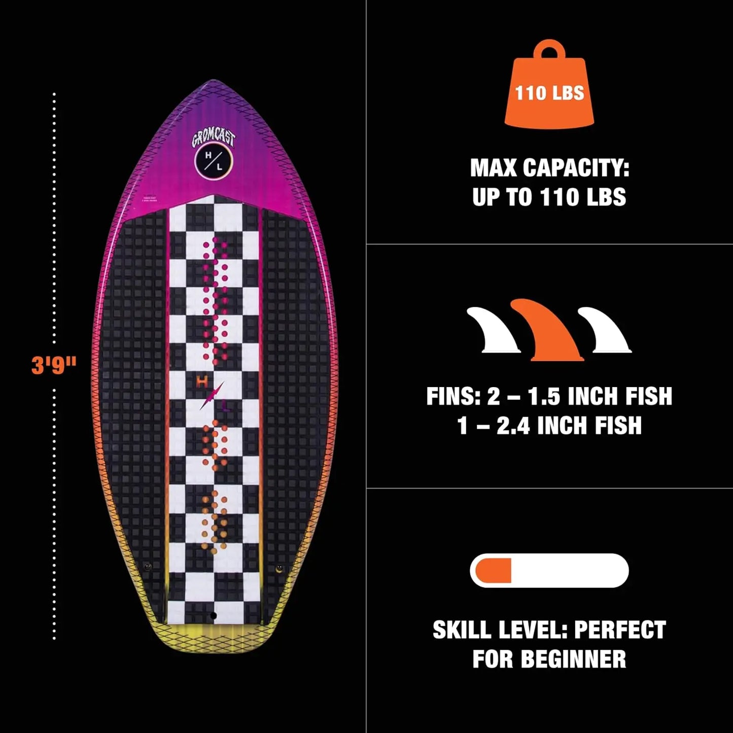 Gromcast Wakesurfer - Kids Wakesurf Board Shaped by Scott Bouchard - Great Board for Beginners & Ideal for Young Rider