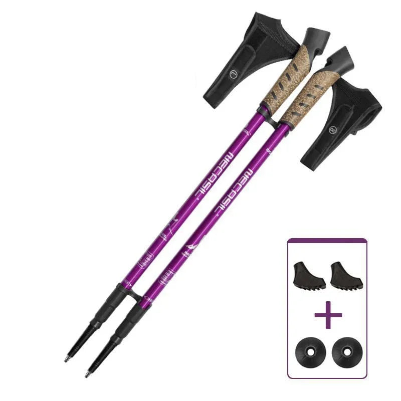 2PCS Nordic Walking Poles Trek Pole Telescopic Alpenstock 7075 Aluminum Alloy Shooting Crutch Senderismo Walking Stick hiking