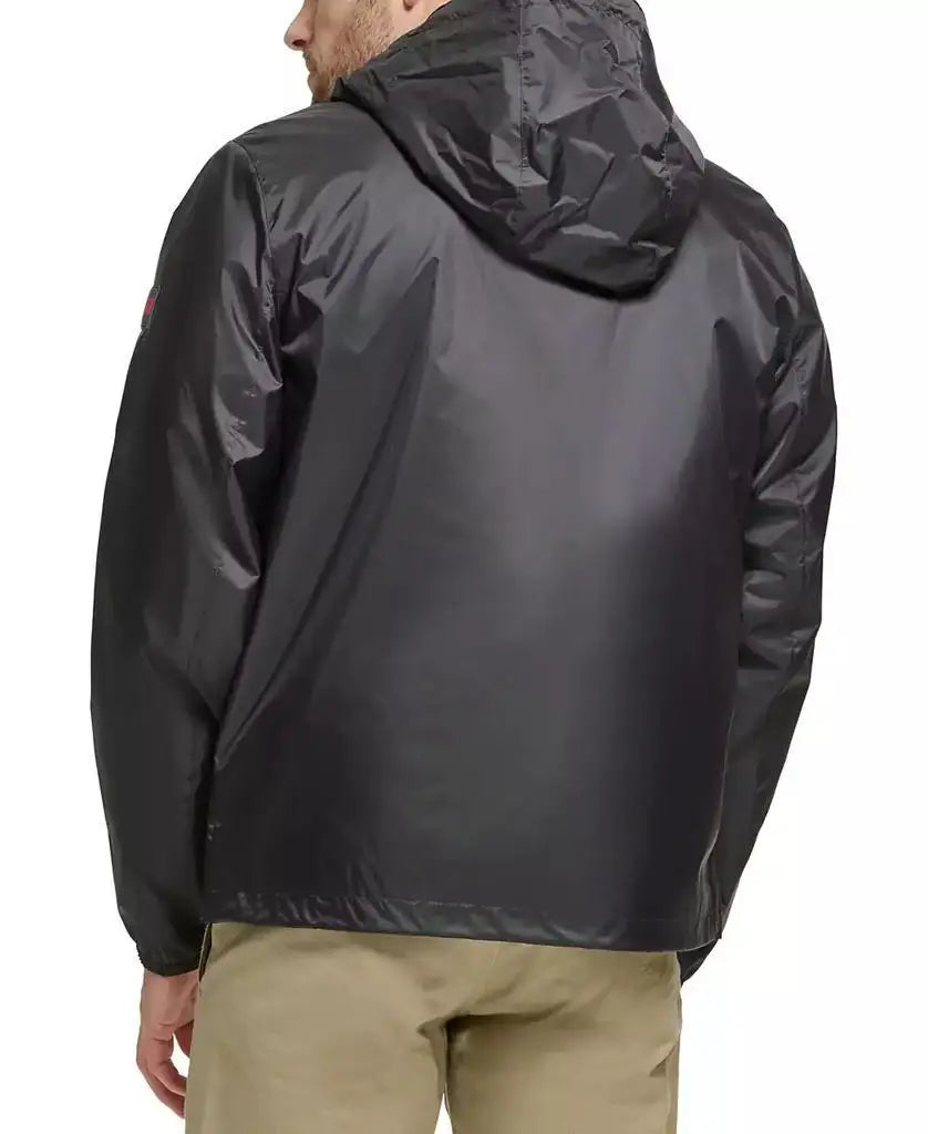 Tommy Hilfiger Men's Water-Resistant Running Jacket with Hood Zip-Front Outdoor Sportswear Design