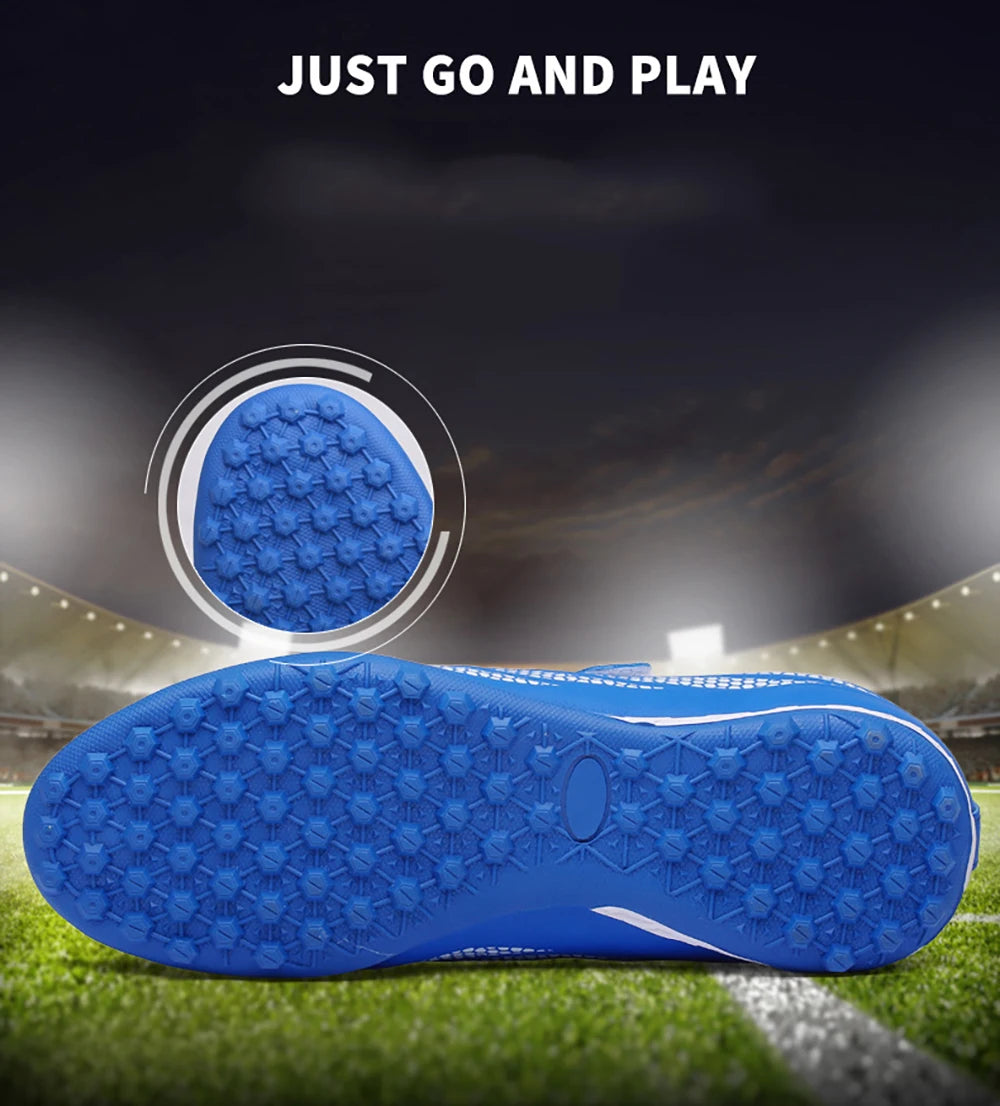 Size 28 29 Children Hook Loop Soccer Shoes  Artificial Grass Outdoor Competition Football Shoes