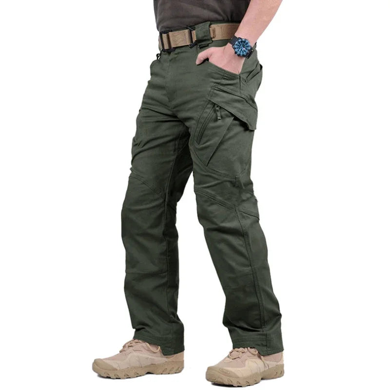 Mens Waterproof Cargo Pants Elastic Multiple Pocket Trousers Outdoor Hiking Pants