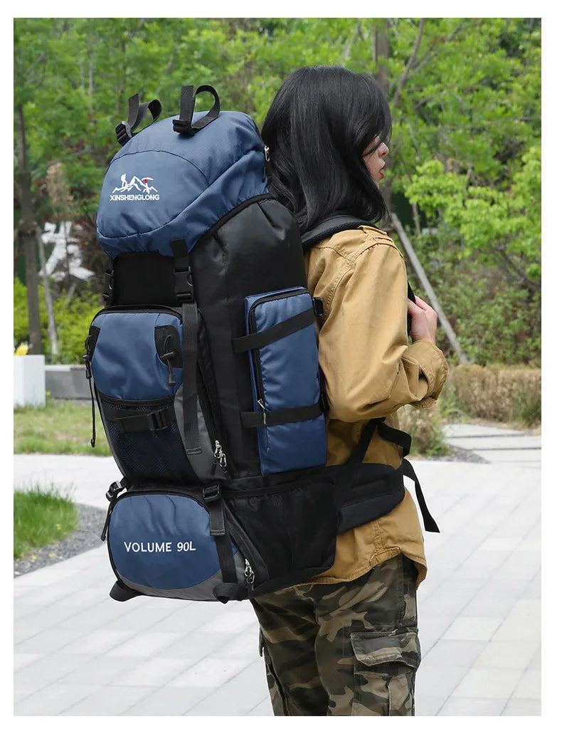 Oulylan 90-liter Camping Extra Large Large Capacity Traveling Luggage Bag with Water Splashing Prevention Backpack