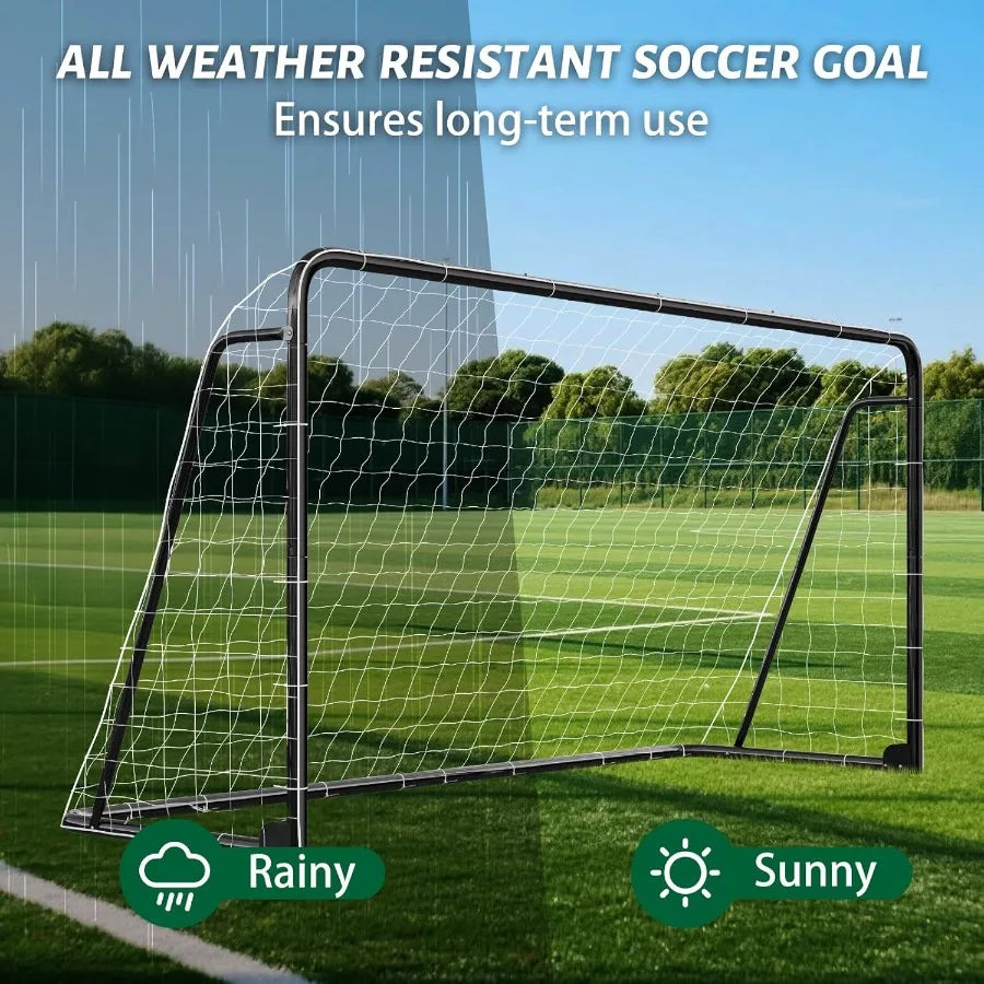 NAIZEA Soccer Goals - Multiple Sizes Available in 24x8 21x7 18x7 12x6 16x7 10x6 8x6 6x4 Feet - Durable Metal Construction for B