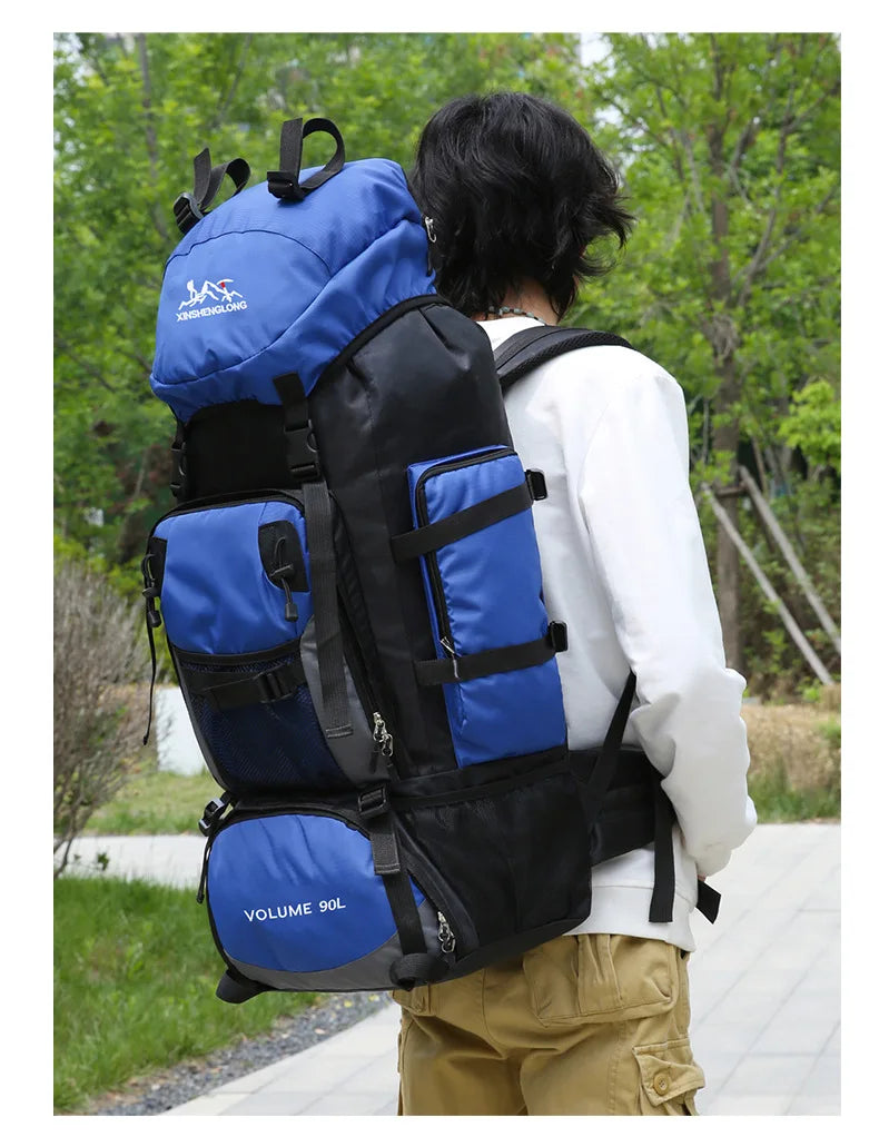 Oulylan 90-liter Camping Extra Large Large Capacity Traveling Luggage Bag with Water Splashing Prevention Backpack