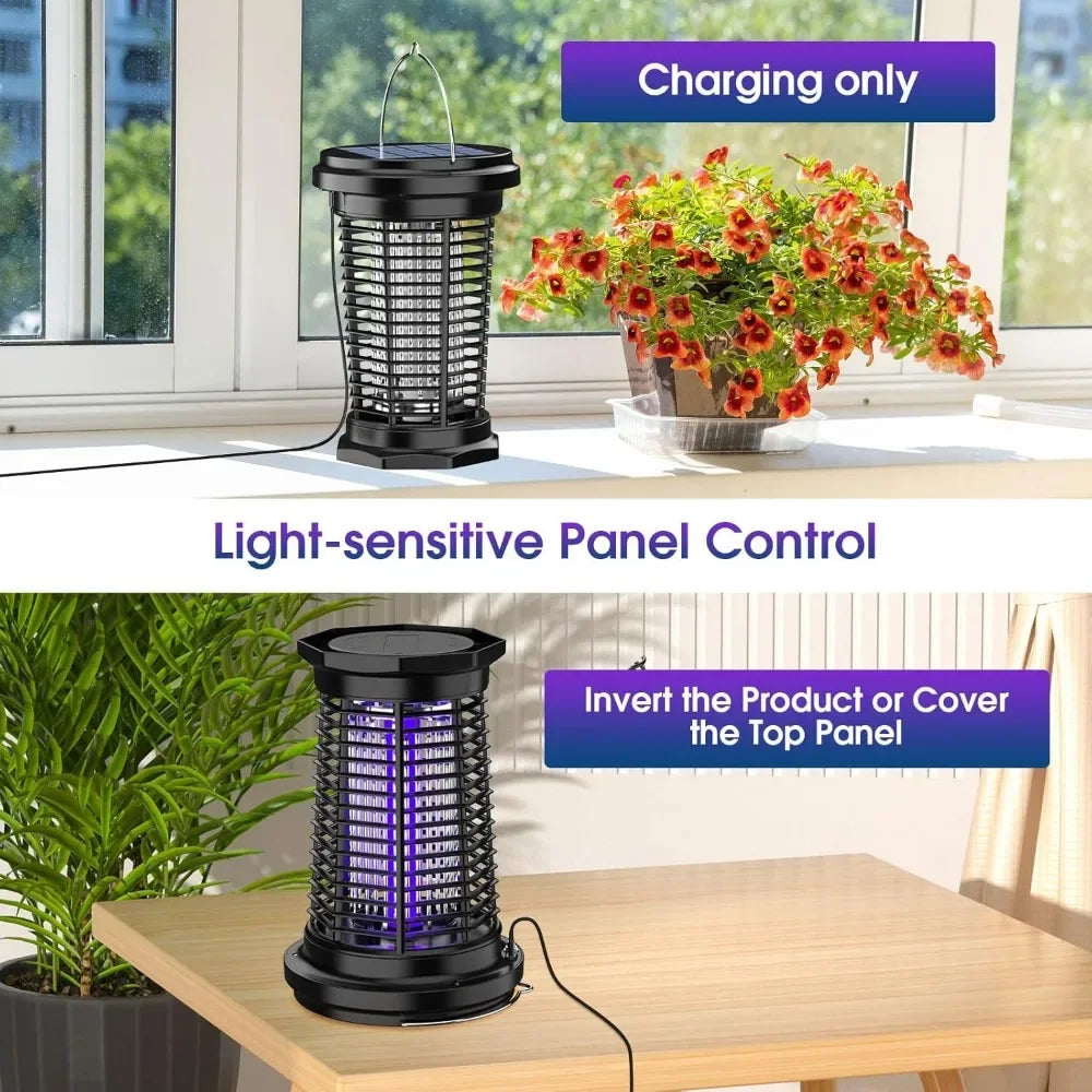 Solar Bug Zapper for Outdoor, USB Rechargeable Bug Zapper with 5.5W Solar Power, 4500V Mosquito Killer Lamp,Garden,Camping