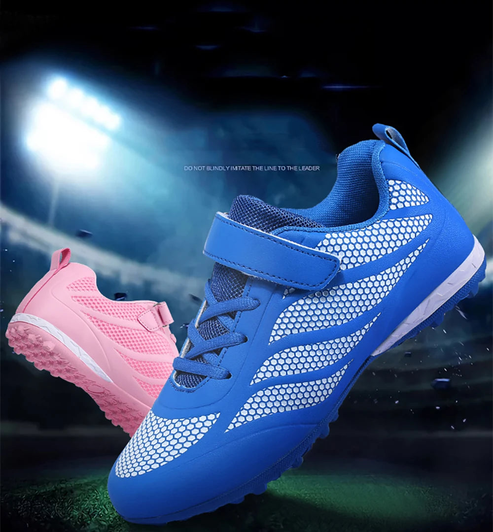 Size 28 29 Children Hook Loop Soccer Shoes  Artificial Grass Outdoor Competition Football Shoes