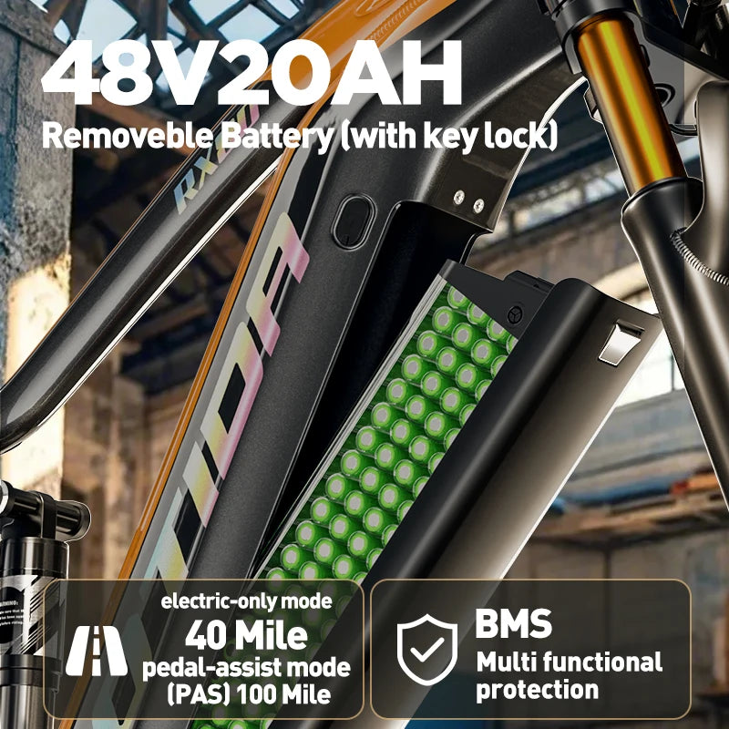 OTIDA NEW RX80 2000W 55KM/H Dual Motors Electric Bicycle 48V20AH Lithium Battery 26 Inch 4.0 Fatbike Electric Bike For Adults