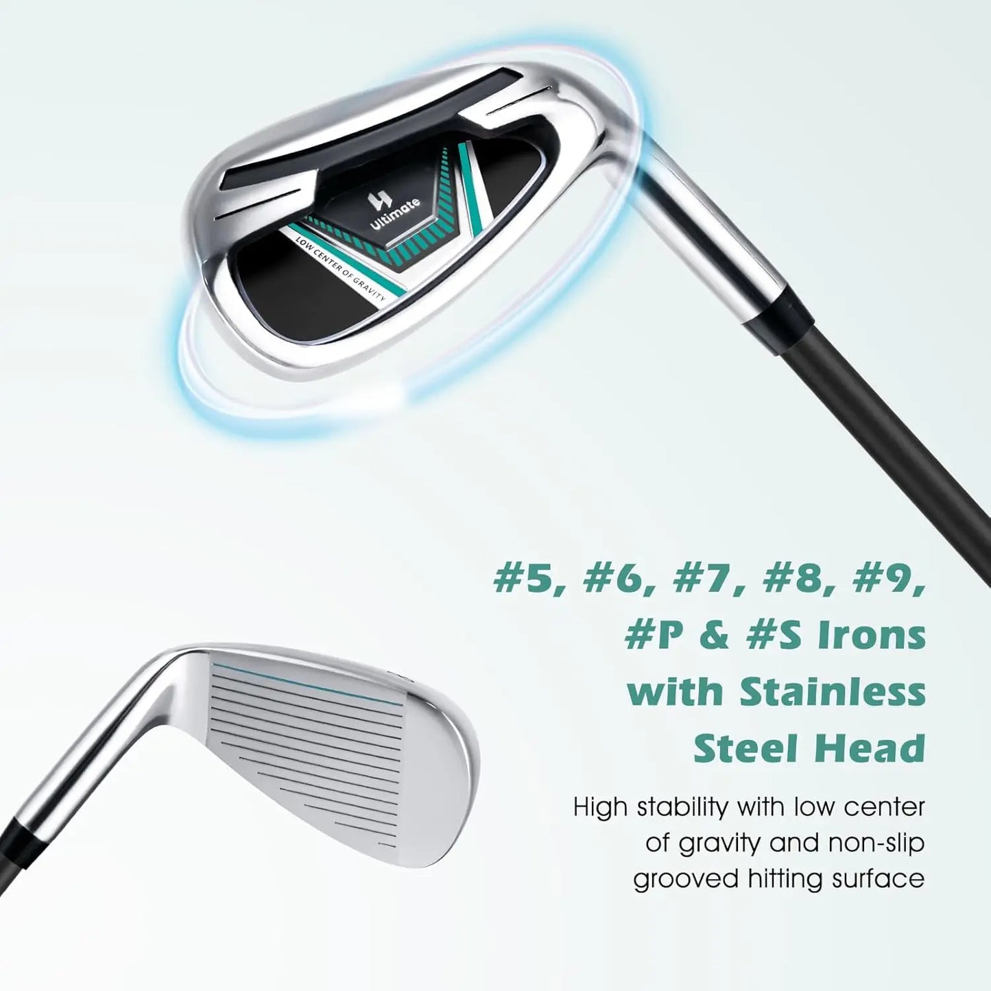 12 Pieces Men’s Complete Golf Club Set Right Hand, Golf Club Package Set with 460CC