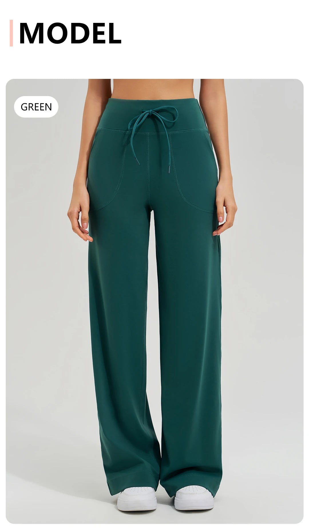 Women's High Waist Yoga Pants Gym Loose Running Pants Double Side Brushed with Pockets Pants Ties