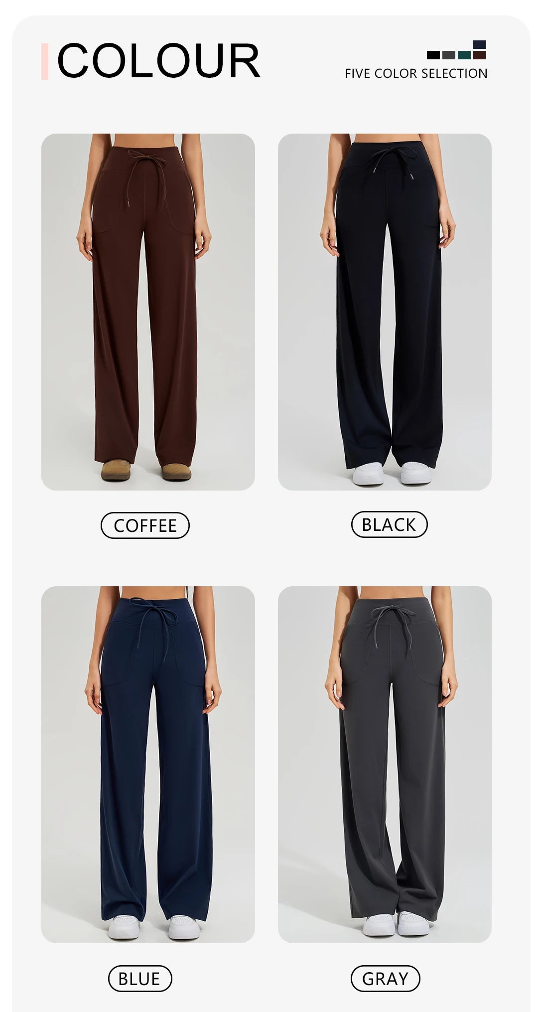 Women's High Waist Yoga Pants Gym Loose Running Pants Double Side Brushed with Pockets Pants Ties