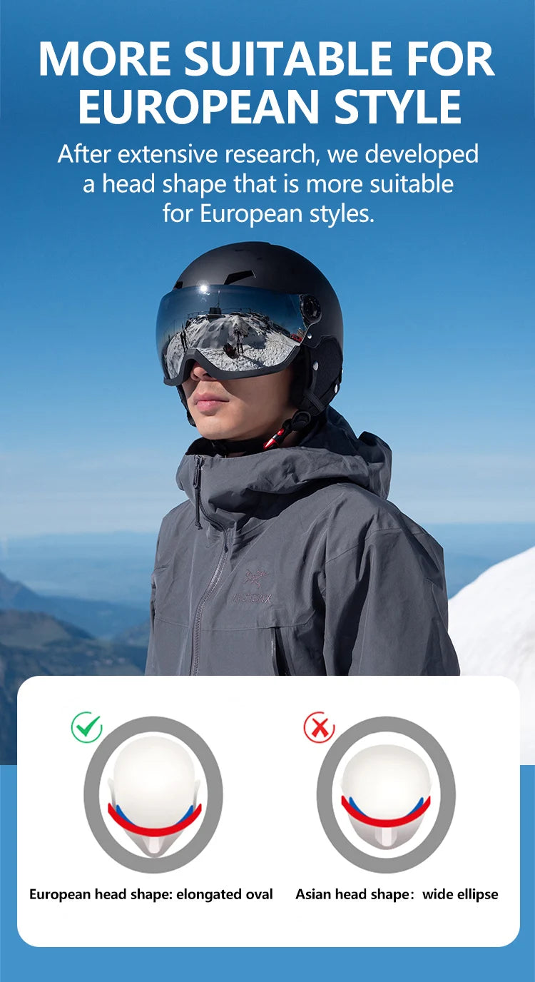 Eastinear's New Lightweight All-in-one Goggles Ski Helmet Men's and Women's Children's