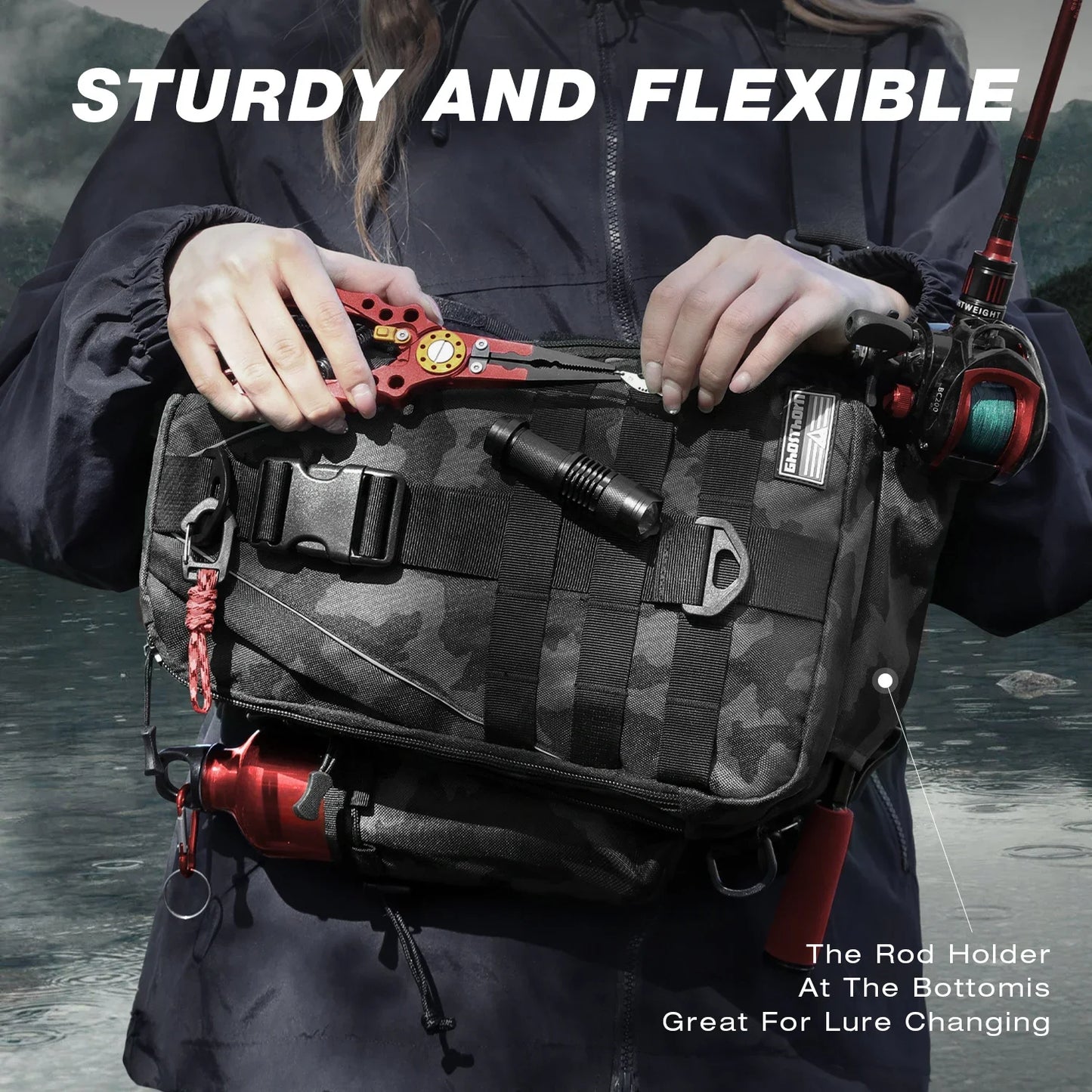 Fishing Backpack Tackle Sling  - Fishing Backpack with Rod Holder