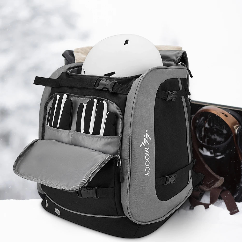 65L Ski Boot Backpack Large Capacity Oxford Cloth Helmet Clothing Rucksack Boots Helmet Clothing Storage Bag for Hiking Climbing