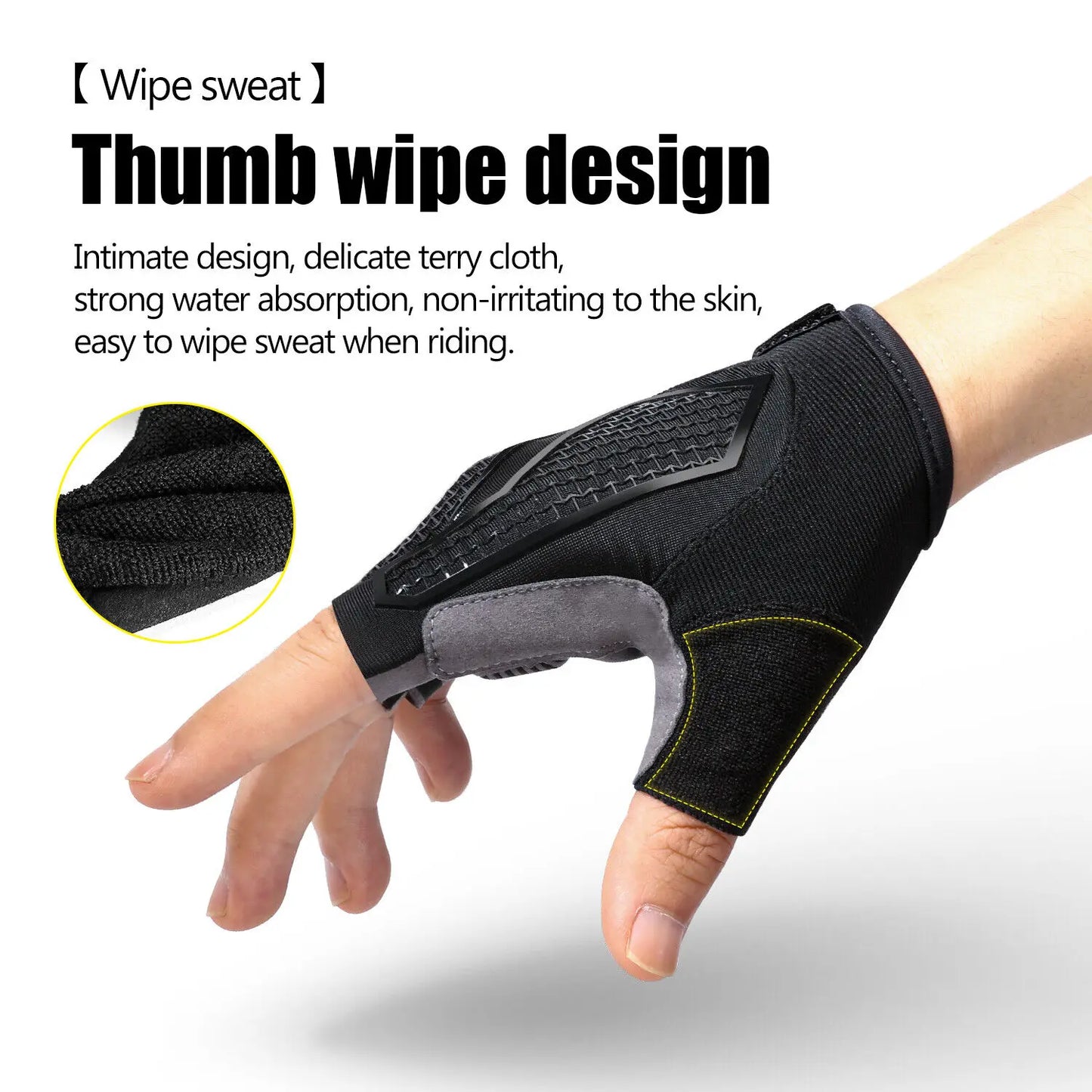 Cycling Gloves Anti- Slip Half Finger Gel Pad Shock-Absorbing Riding Gloves Summer Half-Finger Men Women
