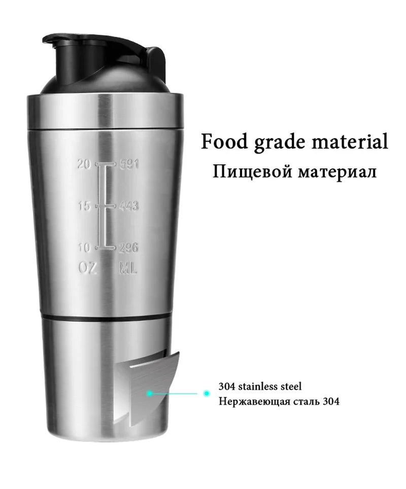 Stainless Steel Cup Vacuum Mixer Outdoor Drink Kettle Detachable Double Layer Shaker Water Bottle