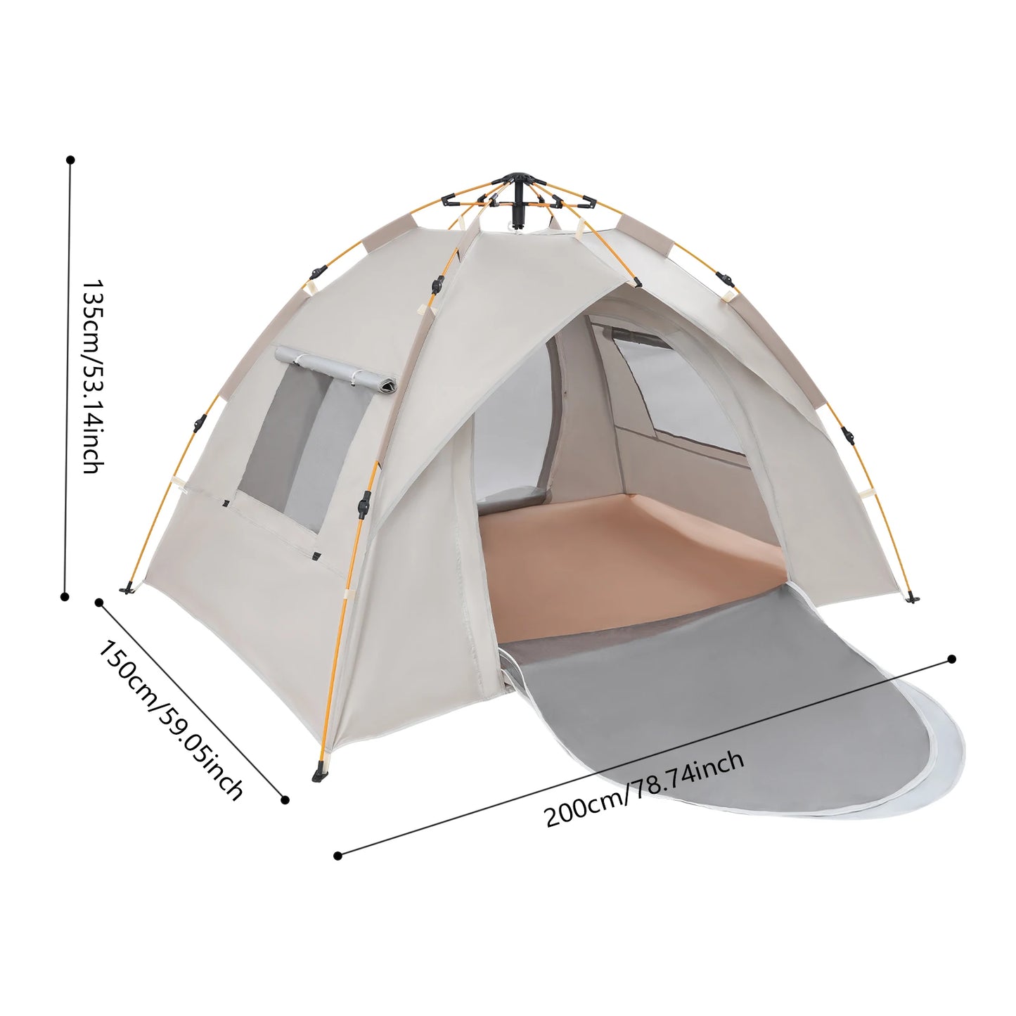 2-3 Person Outdoor Folding Tent Quick Automatic Opening Self-driving Wild Camping Tent Waterproof Sunscreen Portable Tent