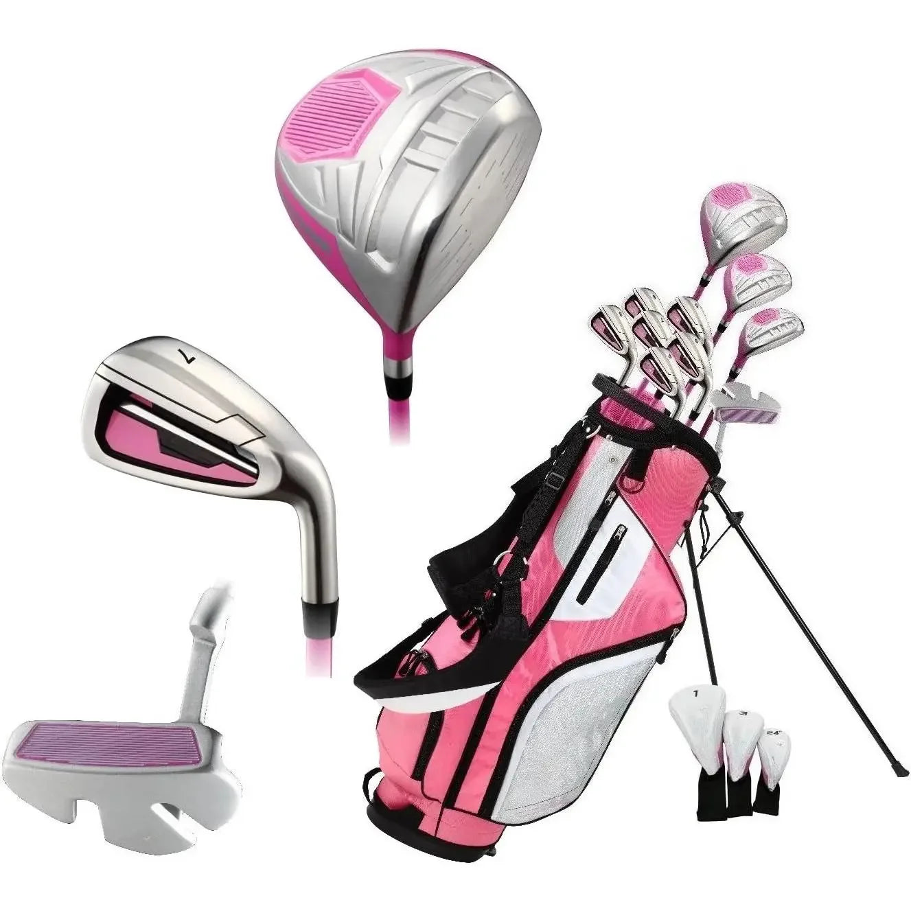 wM5 Womens  Clubs Full Set, Titanium Driver, S.S. Fairway, S.S. Hybrid, S.S. 5-PW Irons, Putter, Stand Bag, 3 H/C's