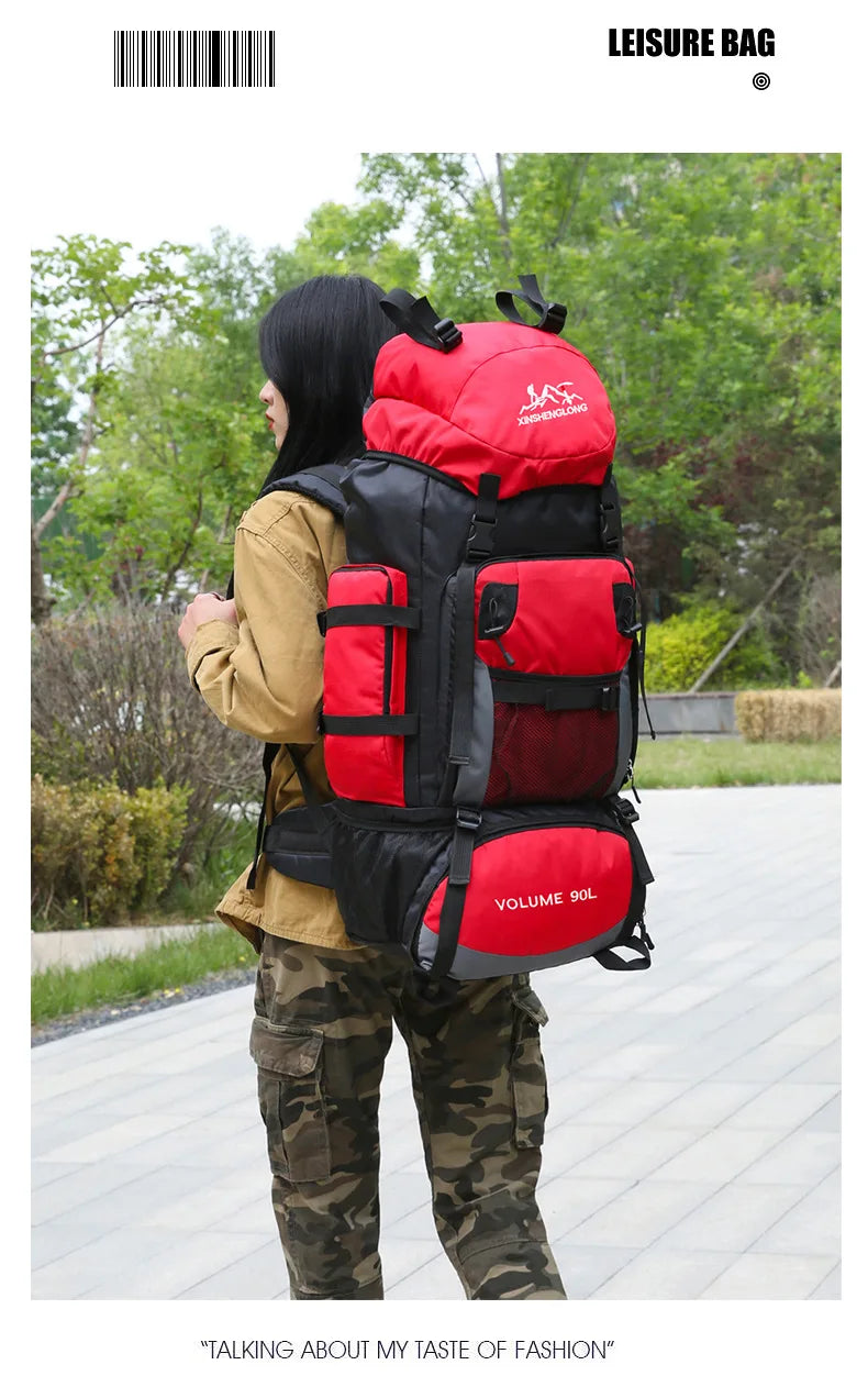Oulylan 90-liter Camping Extra Large Large Capacity Traveling Luggage Bag with Water Splashing Prevention Backpack