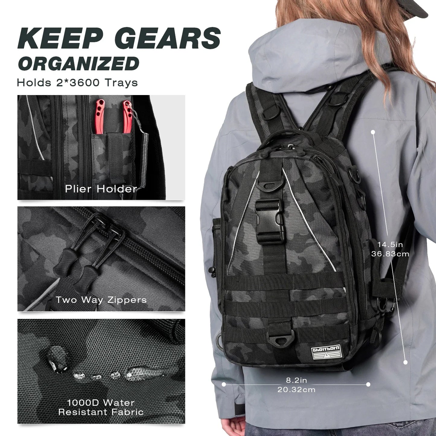 Fishing Backpack Tackle Sling  - Fishing Backpack with Rod Holder