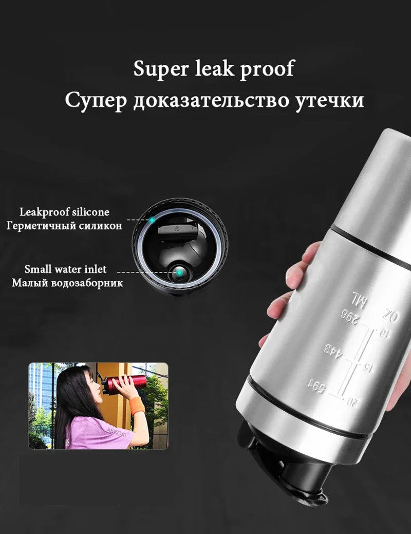 Stainless Steel Cup Vacuum Mixer Outdoor Drink Kettle Detachable Double Layer Shaker Water Bottle