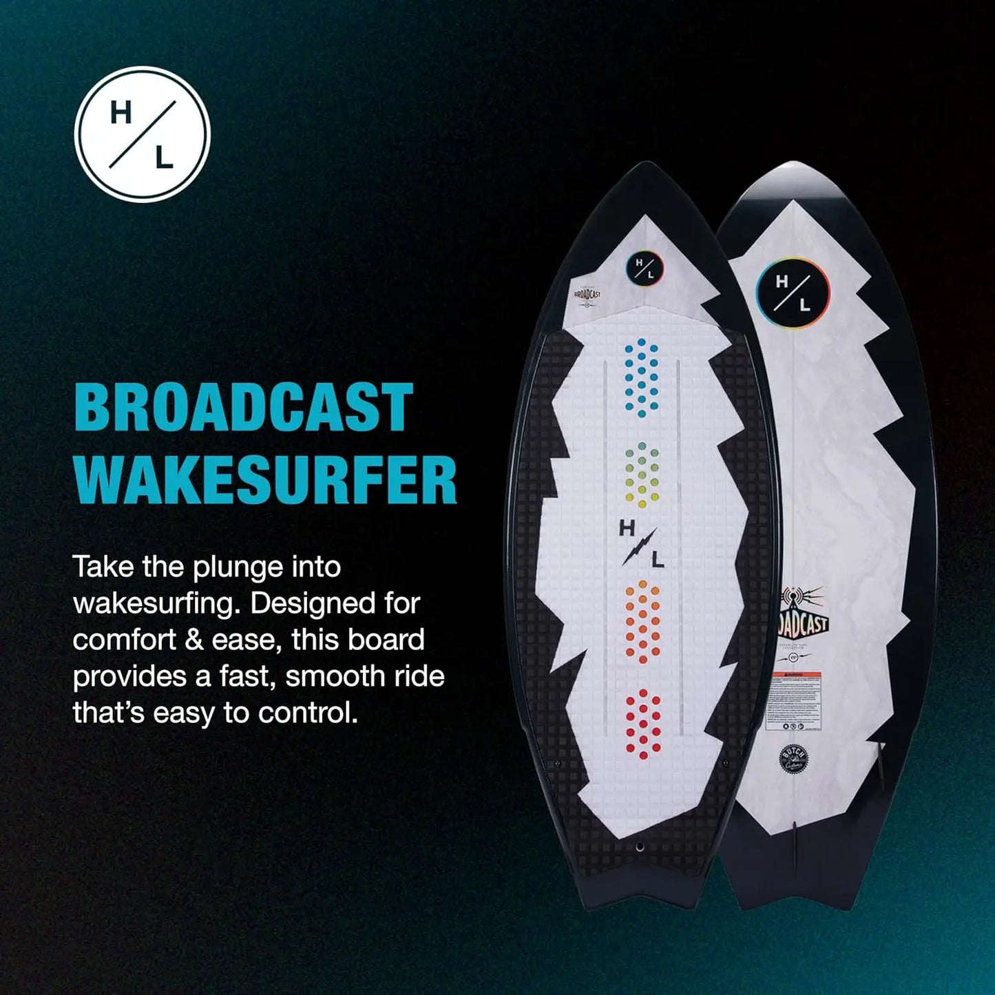 Hyperlite Broadcast Wakesurfer - Wakesurf Board Endorsed by Shaun Murray - Great for All Wake Surfers, from Beginners to Interme