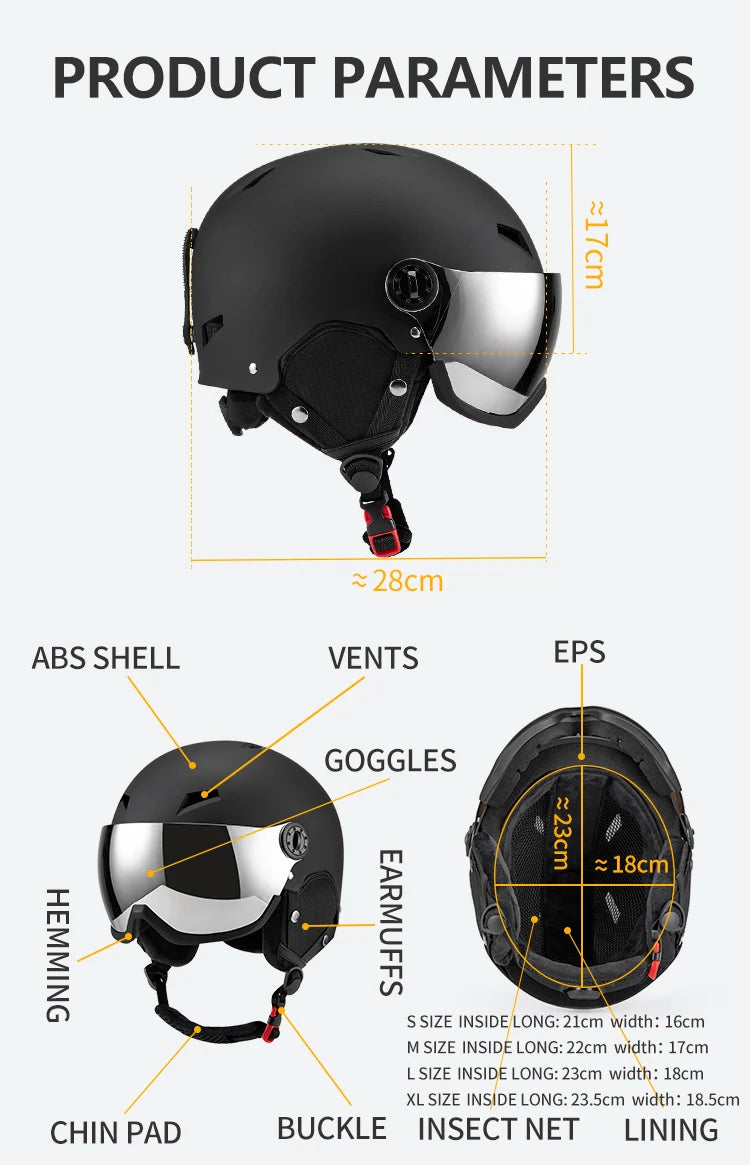 Eastinear's New Lightweight All-in-one Goggles Ski Helmet Men's and Women's Children's