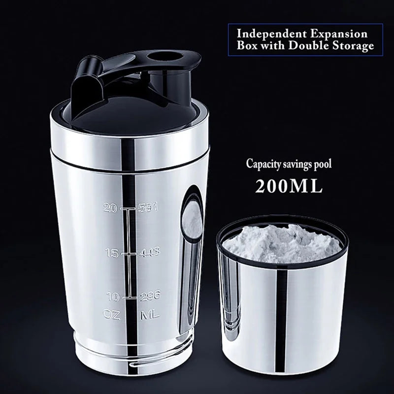 Stainless Steel Cup Vacuum Mixer Outdoor Drink Kettle Detachable Double Layer Shaker Water Bottle