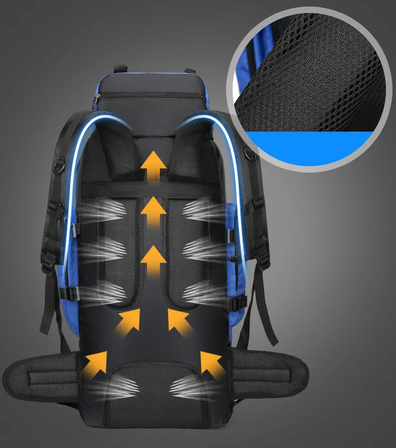 Oulylan 90-liter Camping Extra Large Large Capacity Traveling Luggage Bag with Water Splashing Prevention Backpack