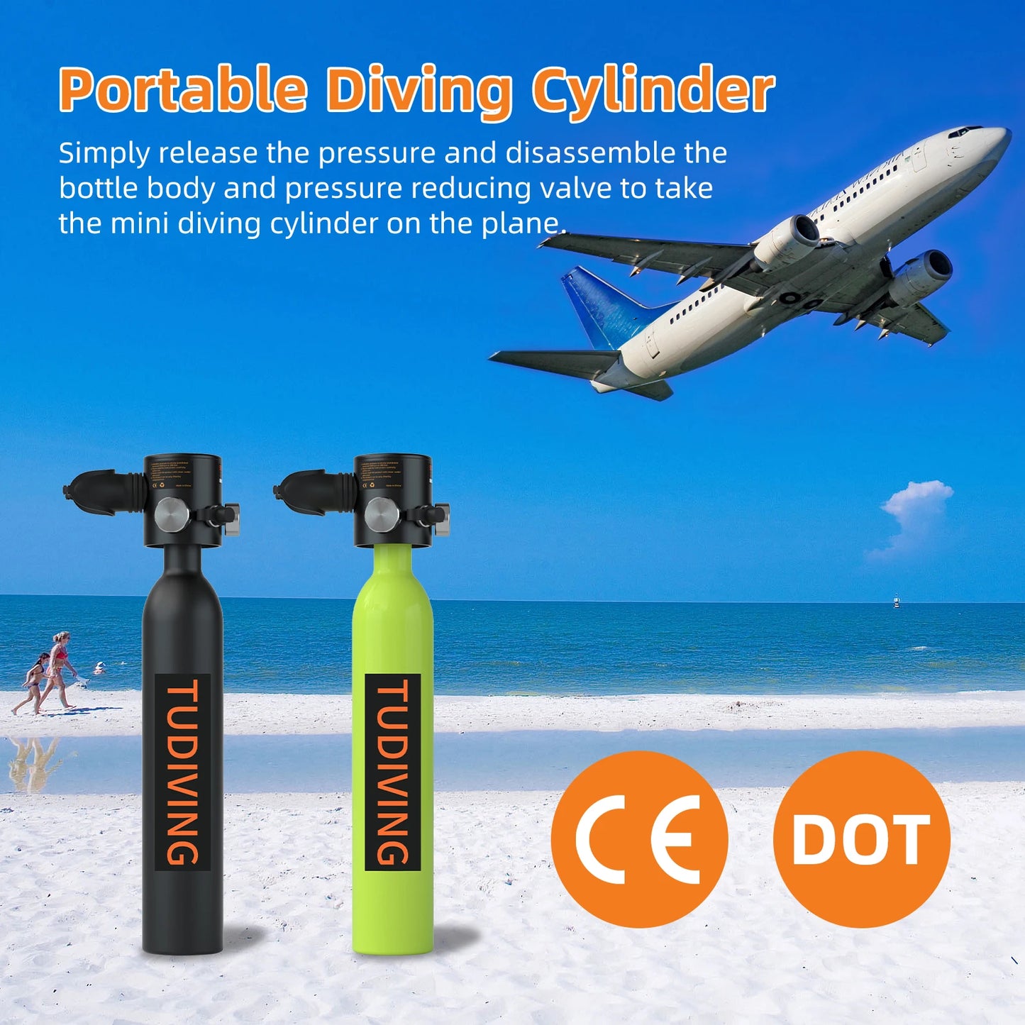 TUDIVING-0.5L Scuba Diving Tank Set,Mini Oxygen Cylinder with Full Face Mask,Portable Travel Diving Kit