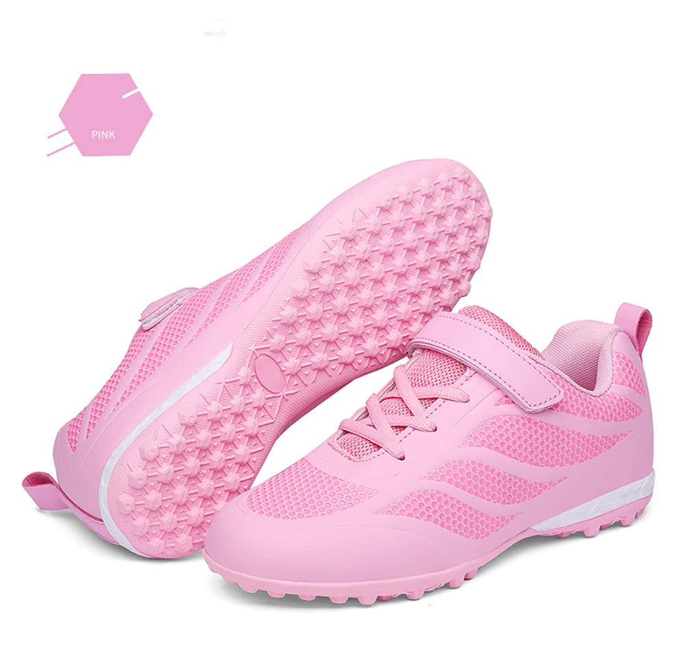 Size 28 29 Children Hook Loop Soccer Shoes  Artificial Grass Outdoor Competition Football Shoes