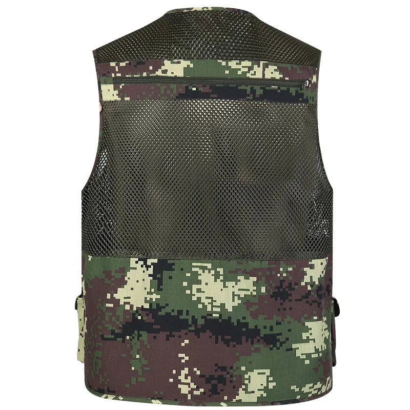 Men Camouflage Multiple Pockets Vest Fishing Hunting Mesh Vest Breathable Outdoor